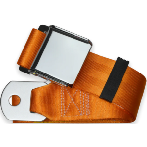 2pt orange lap belt 60 chrome aviation buckle RETROBELT 258-ORN-60