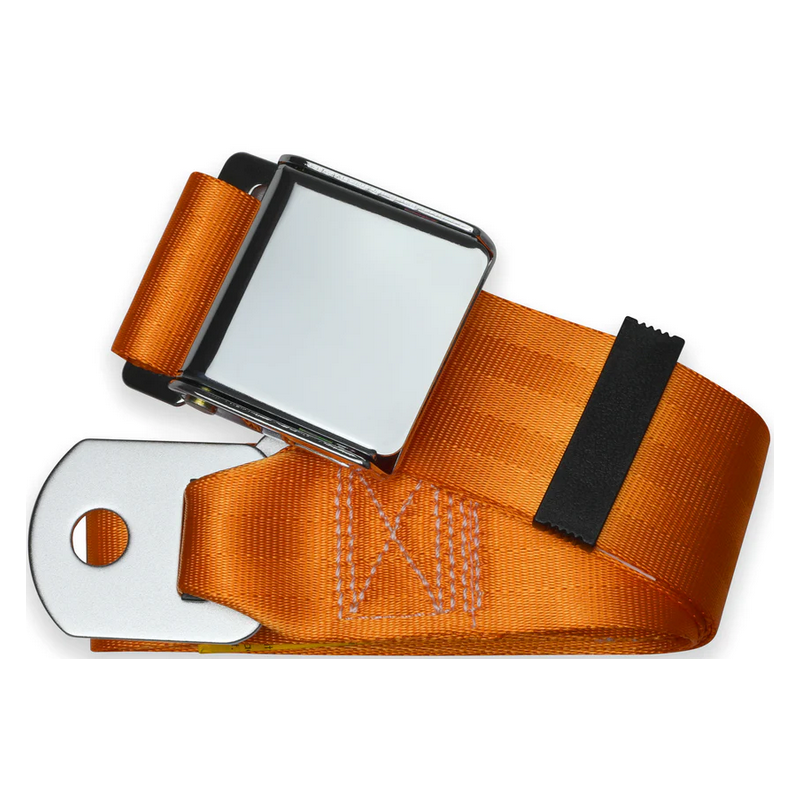 2pt orange lap belt 60 chrome aviation buckle RETROBELT 258-ORN-60