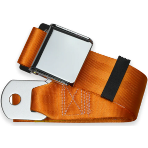 2pt orange lap belt 60 chrome aviation buckle w/hardware RETROBELT 258-ORN-60-21