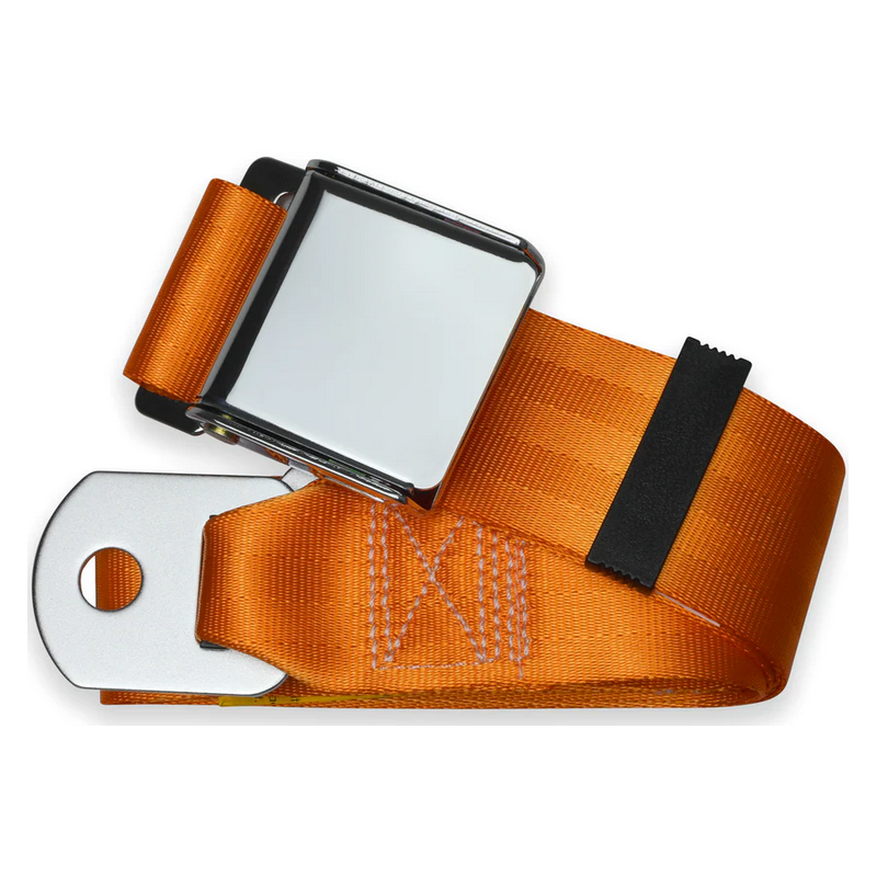 2pt orange lap belt 60 chrome aviation buckle w/hardware RETROBELT 258-ORN-60-21
