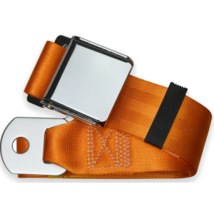 2pt orange lap belt 75 chrome aviation buckle RETROBELT 258-ORN-75