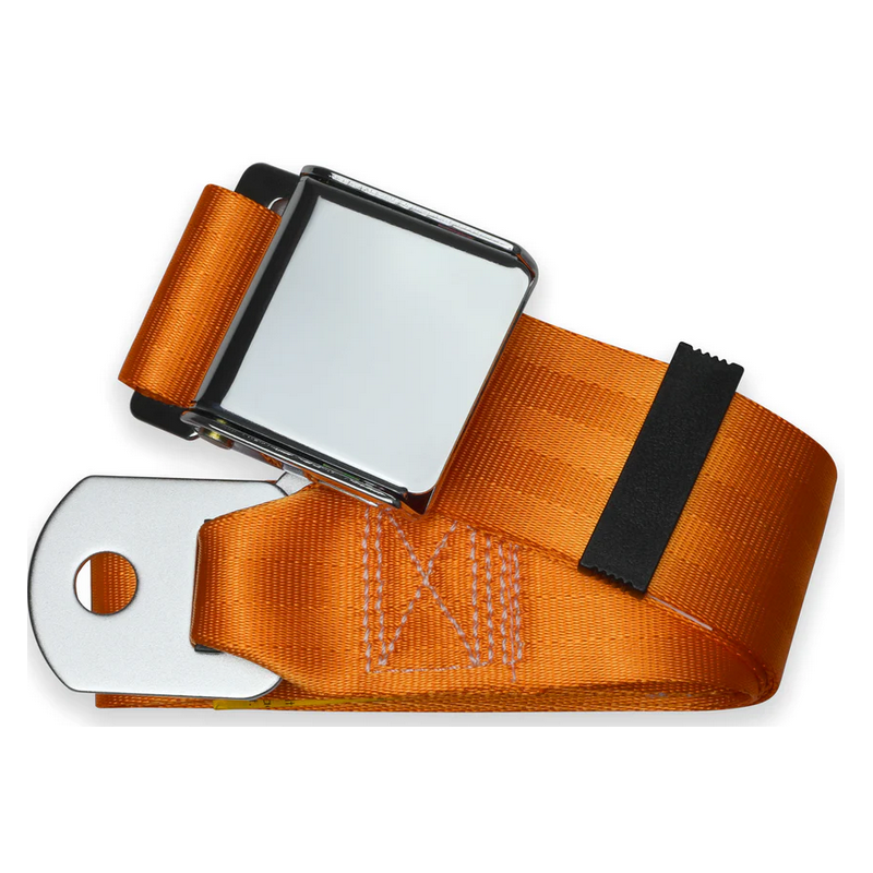 2pt orange lap belt 75 chrome aviation buckle RETROBELT 258-ORN-75