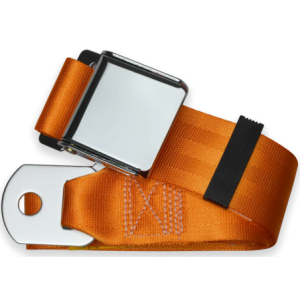 2pt orange lap belt 75 chrome aviation buckle w/hardware RETROBELT 258-ORN-75-21