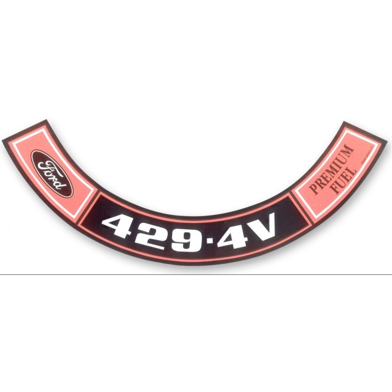 FORD MUSTANG 1971 AUTOCOLLANT MOTEUR DE FILTRE A AIR cleaner decal 429 4v premium fuel SCOTT DRAKE DF-451
