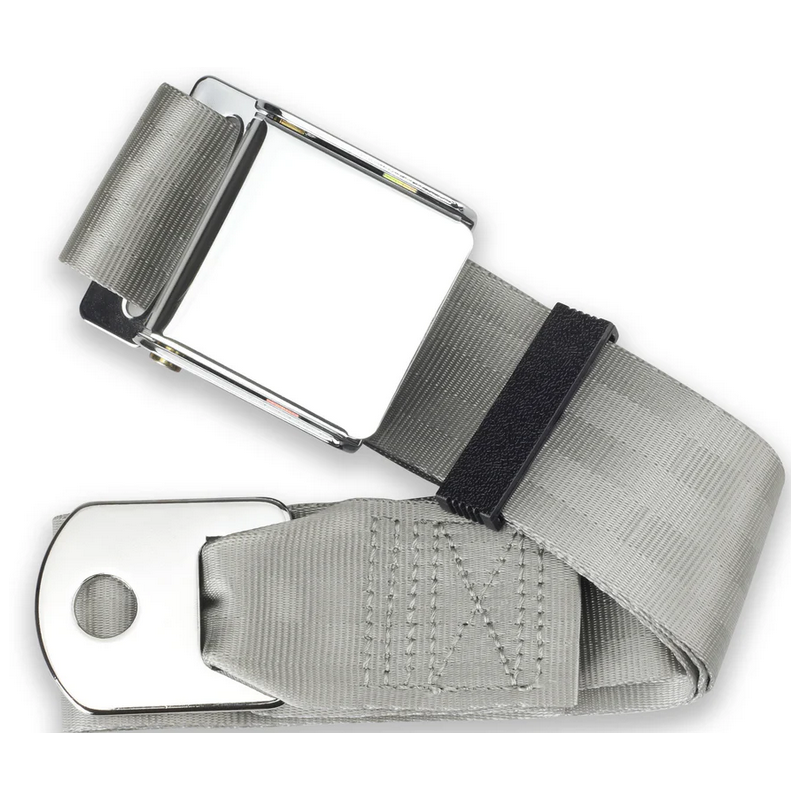 2pt silver lap belt 75 chrome aviation buckle w/hardware RETROBELT 258-SIL-75-21