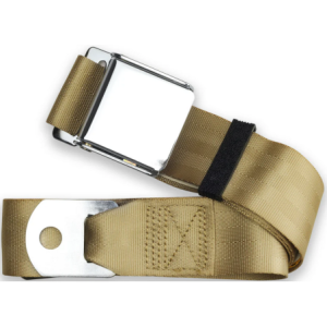 2pt tan lap belt 60 chrome aviation buckle w/hardware RETROBELT 258-SND-60-21