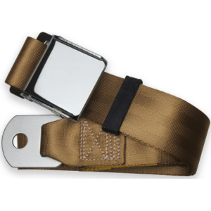 2pt tan lap belt 60 chrome aviation buckle RETROBELT 258-TAN-60