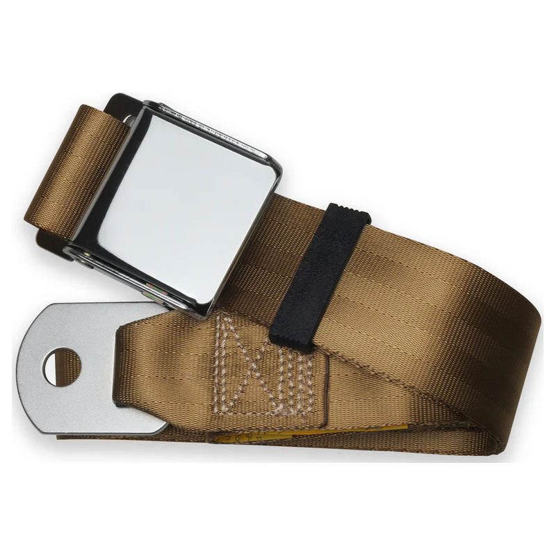 2pt tan lap belt 60 chrome aviation buckle RETROBELT 258-TAN-60