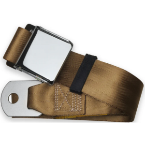 2pt tan lap belt 60 chrome aviation buckle w/hardware RETROBELT 258-TAN-60-21