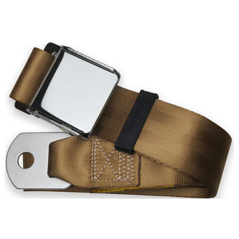 2pt tan lap belt 60 chrome aviation buckle w/hardware RETROBELT 258-TAN-60-21