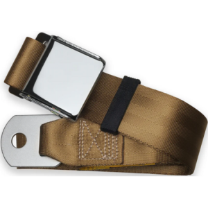 2pt tan lap belt 75 chrome aviation buckle w/hardware RETROBELT 258-TAN-75-21