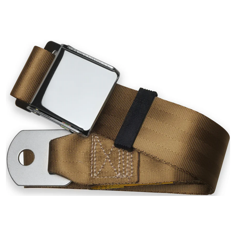 2pt tan lap belt 75 chrome aviation buckle w/hardware RETROBELT 258-TAN-75-21