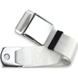 2pt white lap belt 60 chrome aviation buckle RETROBELT 258-WHT-60
