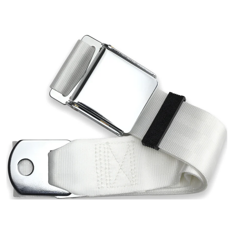 2pt white lap belt 60 chrome aviation buckle RETROBELT 258-WHT-60
