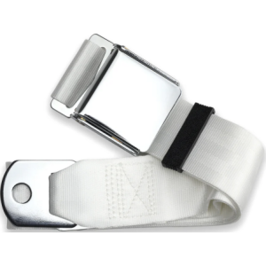 2pt white lap belt 75 chrome aviation buckle RETROBELT 258-WHT-75