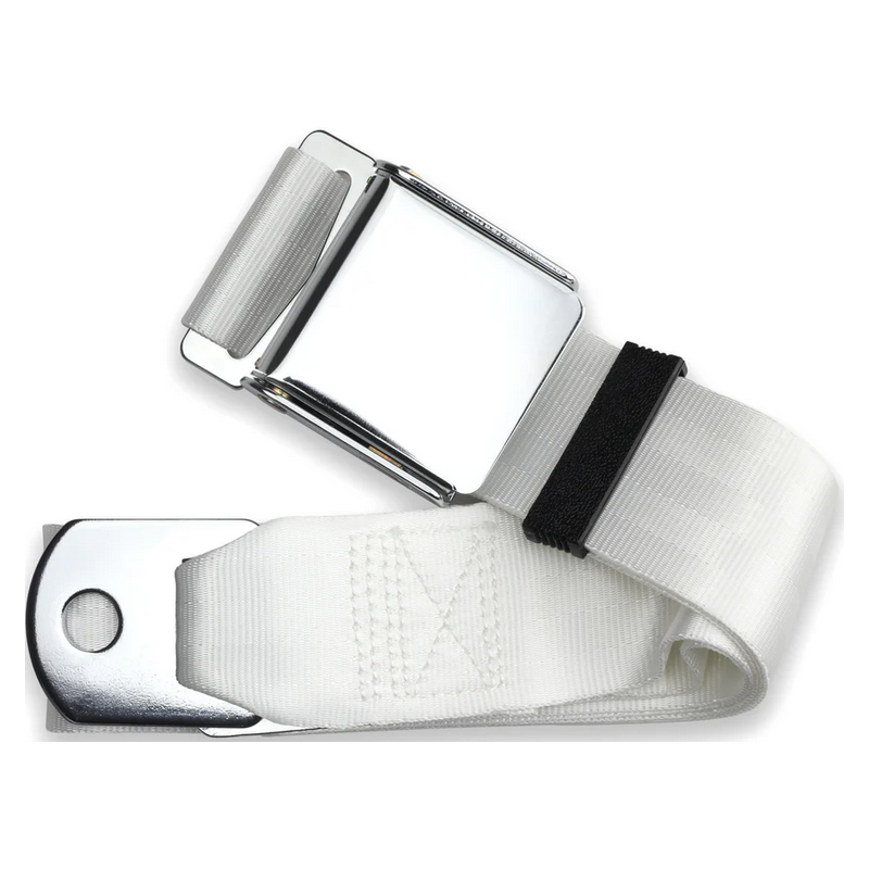 2pt white lap belt 75 chrome aviation buckle RETROBELT 258-WHT-75