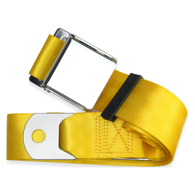 2pt yellow lap belt 75 chrome aviation buckle RETROBELT 258-YEL-75