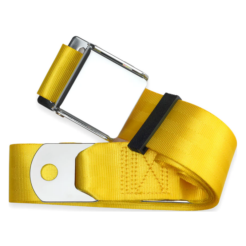 2pt yellow lap belt 75 chrome aviation buckle w/hardware RETROBELT 258-YEL-75-21