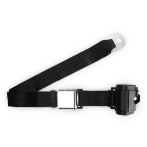 2pt black retractable lap belt chrome aviation buckle w/lap belt hardware kit RETROBELT 259-BLK-21