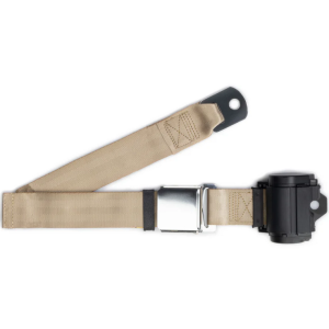 2pt sand retractable lap belt chrome aviation buckle w/lap belt hardware kit RETROBELT 259-SND-21