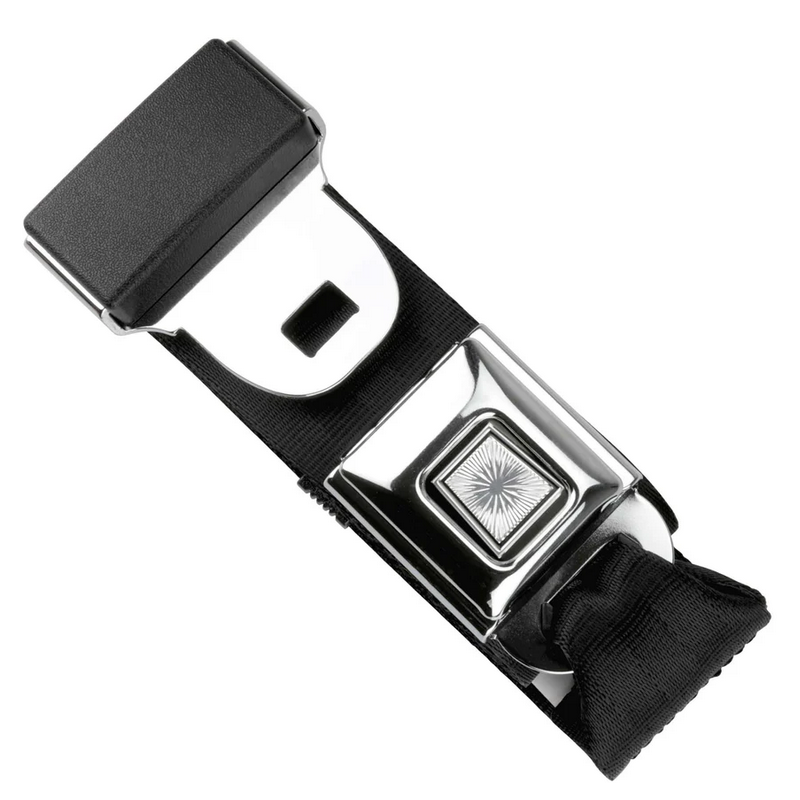 2pt black lap belt 90 starburst pushbutton buckle RETROBELT 268-BLK-90