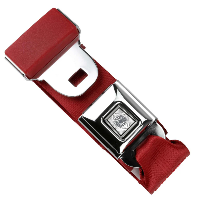 2pt bright red lap belt 60 starburst push button buckle w/hardware RETROBELT 268-BRD-60-21