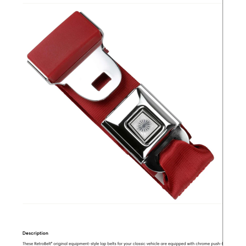 2pt black lap belt 90 starburst pushbutton buckle w/lap belt hardware kit RETROBELT 268-BRD-90-21