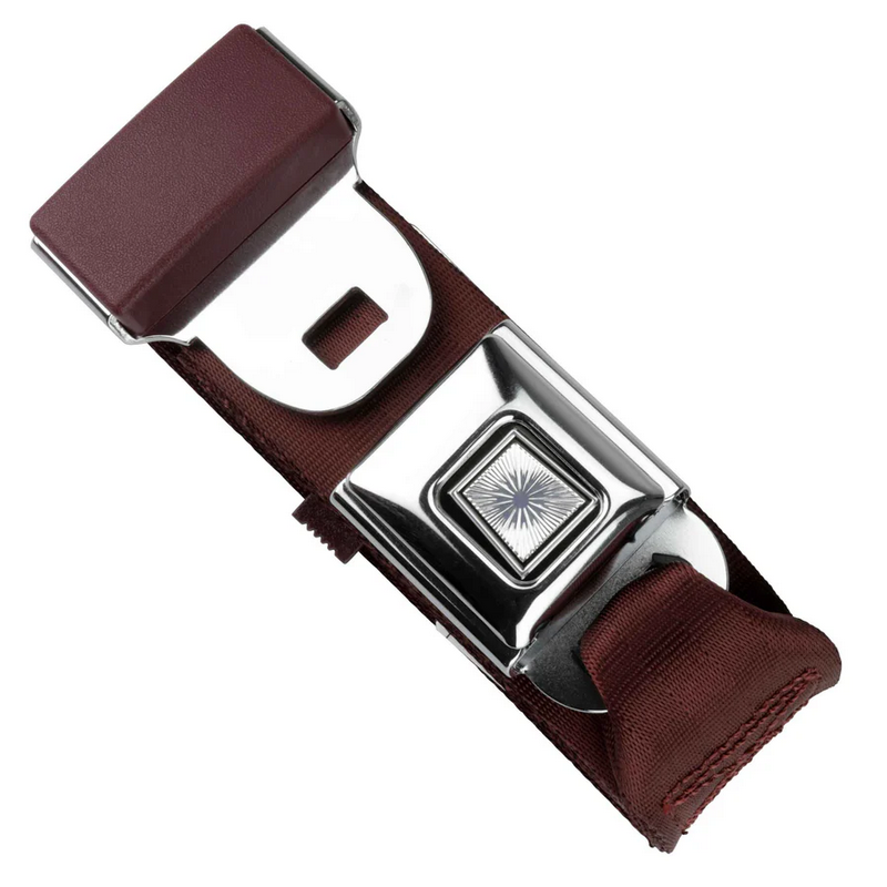 2pt burgundy lap belt 60 starburst push button buckle w/hardware RETROBELT 268-BRG-60-21