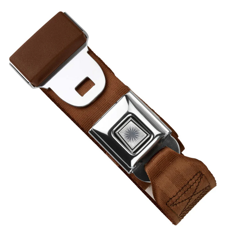 2pt brown lap belt 60 starburst push button buckle w/hardware RETROBELT 268-BRN-60-21