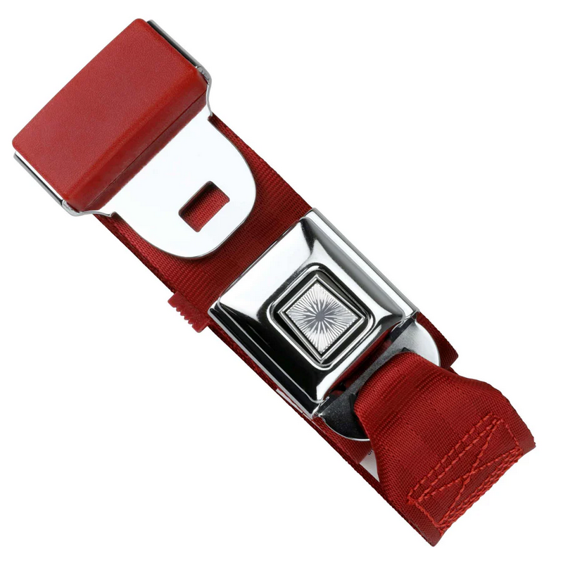 2pt dark red lap belt 60 starburst pushbutton buckle RETROBELT 268-DKR-60