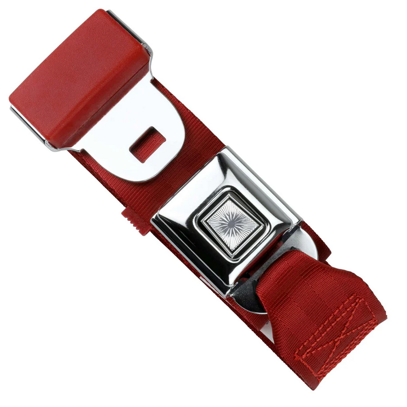2pt dark red lap belt 60 starburst push button buckle w/hardware RETROBELT 268-DKR-60-21