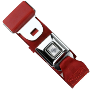 2pt dark red lap belt 75 starburst pushbutton buckle w/lap belt hardware kit RETROBELT 268-DKR-75-21