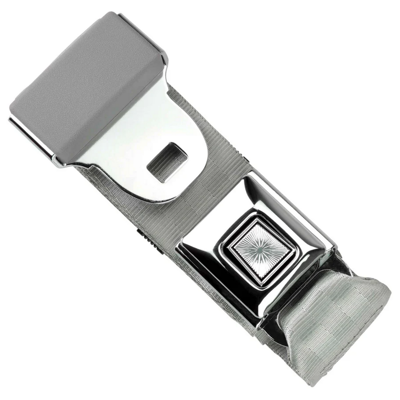 2pt grey lap belt 75 starburst pushbutton buckle RETROBELT 268-GRY-75