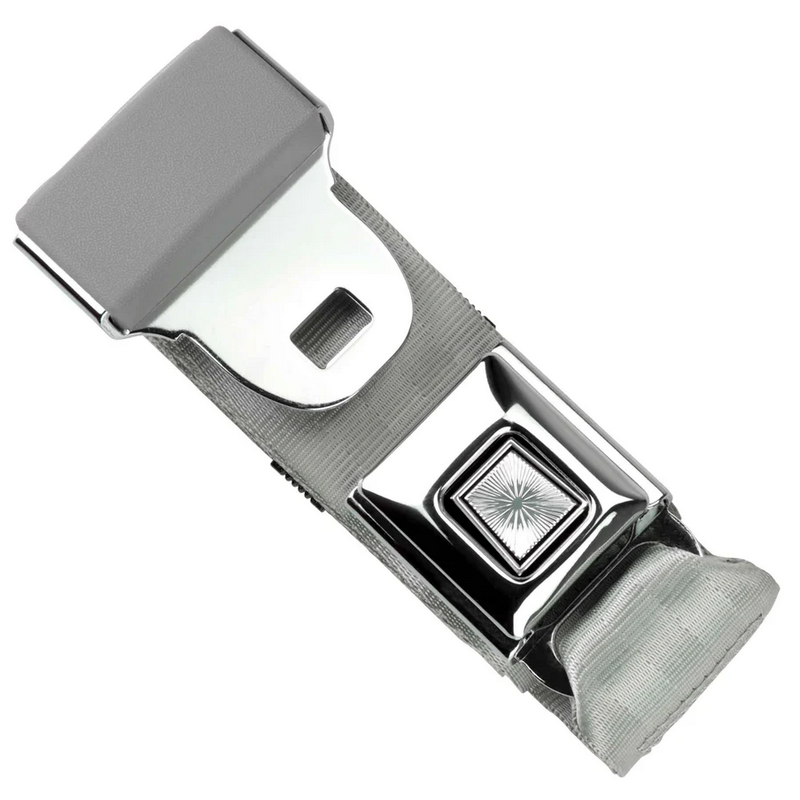 2pt grey lap belt 75 starburst pushbutton buckle w/lap belt hardware kit RETROBELT 268-GRY-75-21