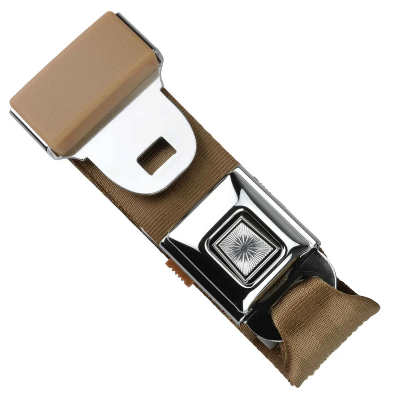 2pt black lap belt 90 starburst pushbutton buckle w/lap belt hardware kit RETROBELT 268-TAN-90-21