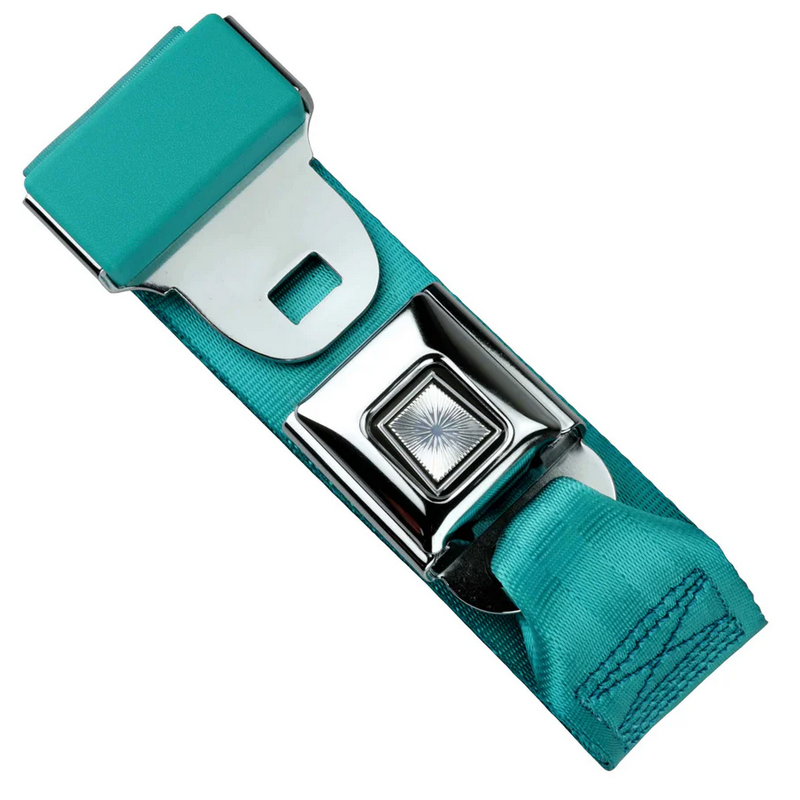2pt turquoise lap belt 60 starburst pushbutton buckle RETROBELT 268-TRQ-60