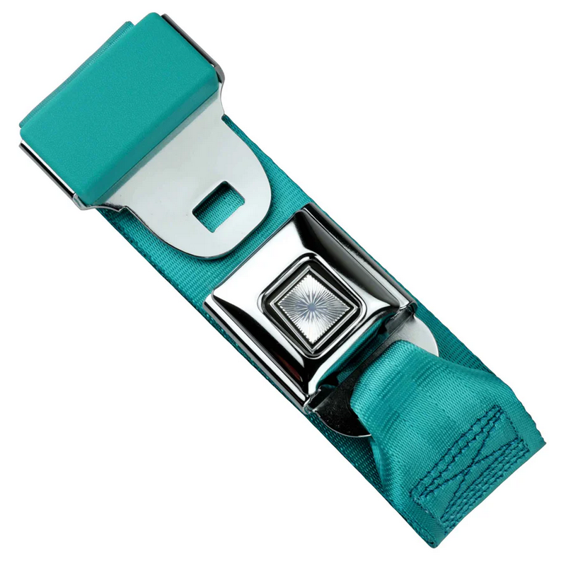 2pt turquoise lap belt 60 starburst push button buckle w/hardware RETROBELT 268-TRQ-60-21