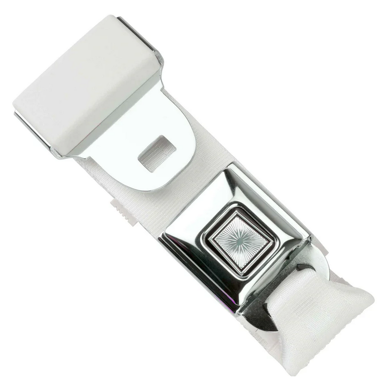 2pt white lap belt 60 starburst pushbutton buckle RETROBELT 268-WHT-60