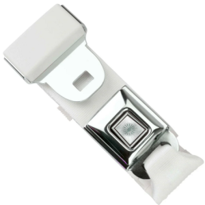 2pt white lap belt 60 starburst push button buckle w/hardware RETROBELT 268-WHT-60-21