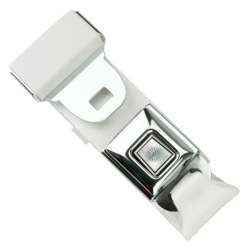 2pt white lap belt 60 starburst push button buckle w/hardware RETROBELT 268-WHT-60-21