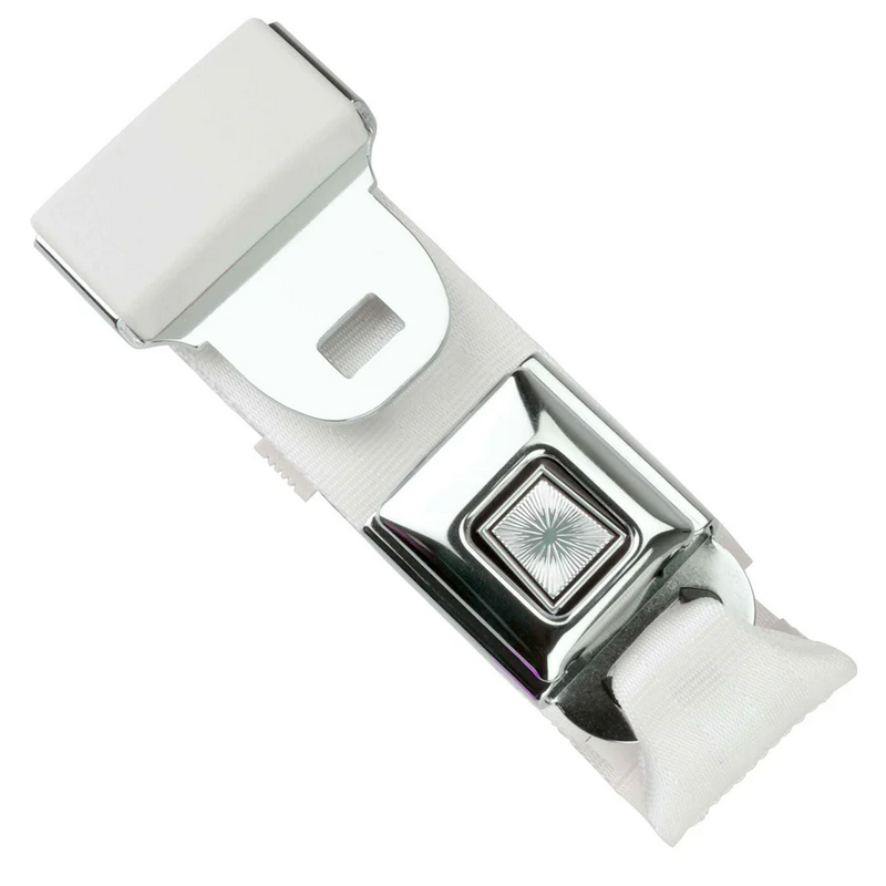 2pt white lap belt 75 starburst pushbutton buckle RETROBELT 268-WHT-75