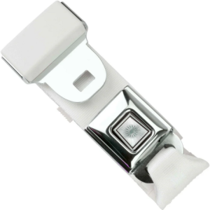 2pt white lap belt 75 starburst push button buckle w/hardware RETROBELT 268-WHT-75-21