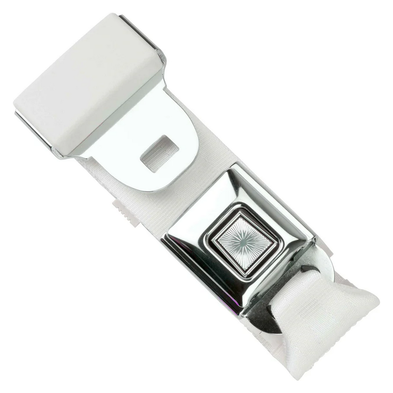2pt white lap belt 75 starburst push button buckle w/hardware RETROBELT 268-WHT-75-21