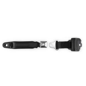 2pt black retractable lap belt chrome pushbutton buckle RETROBELT 269-BLK-12