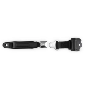 2pt black retractable lap belt chrome starburst pushbutton 12 buckle w/lap belt hardware kit RETROBELT 269-BLK-12-21