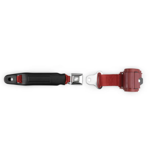2pt bright red retractable lap belt chrome pushbutton buckle RETROBELT 269-BRD-12
