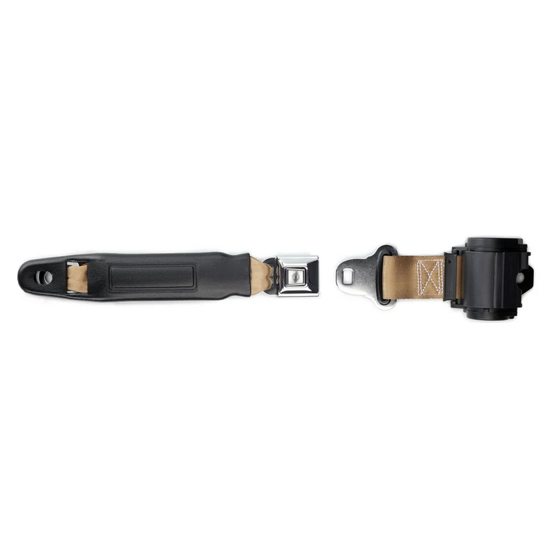 2pt tan retractable lap belt chrome pushbutton buckle RETROBELT 269-TAN-12