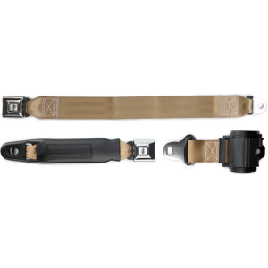 2pt tan retractable lap belt chrome starburst pushbutton 20 buckle RETROBELT 269-TAN-20