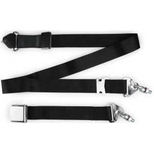 3pt black non retractable lap & shoulder belt chrome aviation 12 buckle RETROBELT 358-BLK-12