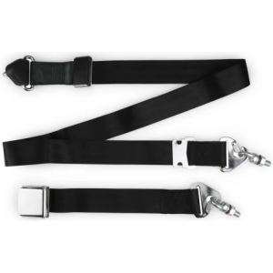3pt black non retractable lap & shoulder belt chrome aviation 12 buckle & installation hardware RETROBELT 358-BLK-12-31